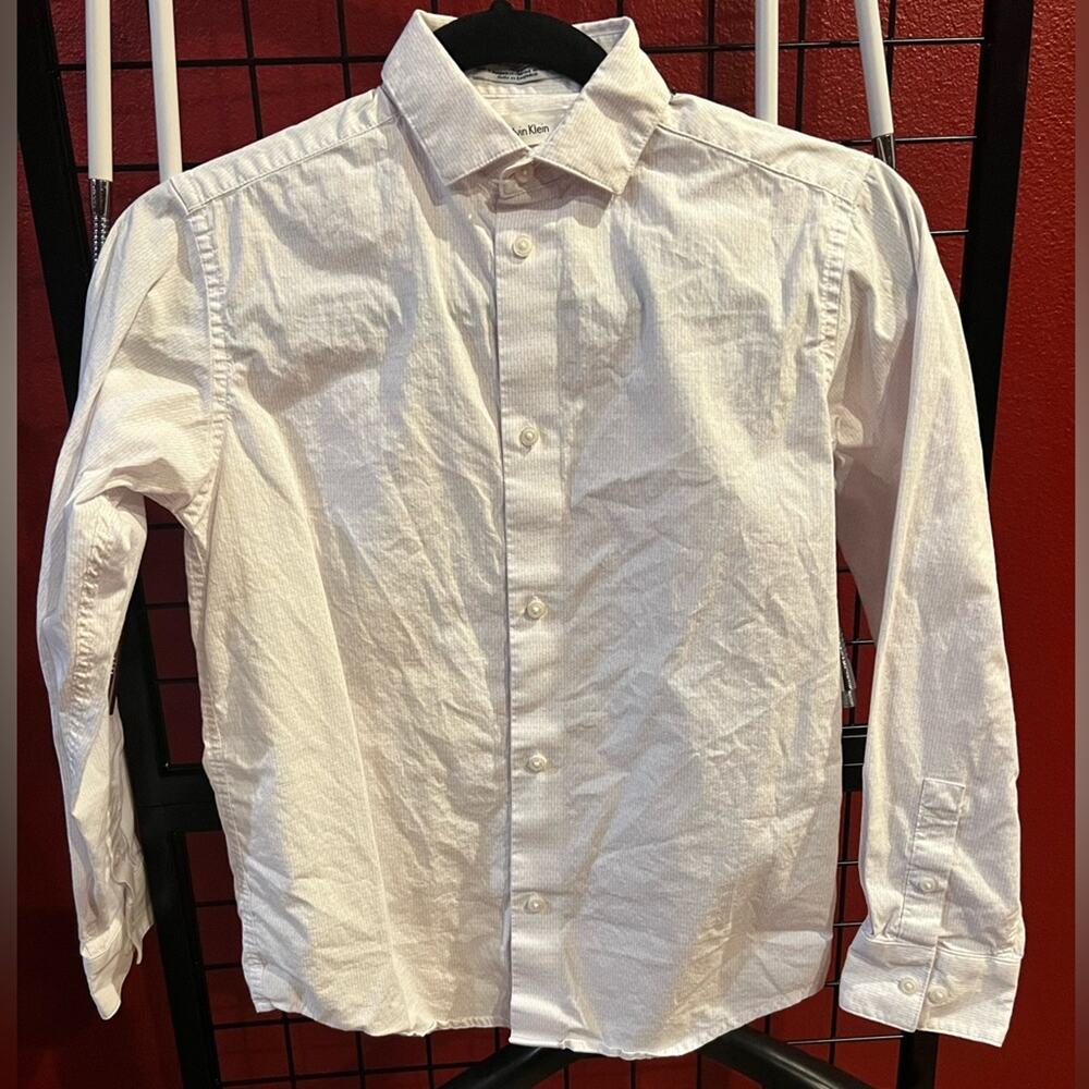 Calvin Klein Boys dress shirt size 12 white pattern